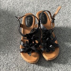 b.o.c. Black Floral Tan Sandals